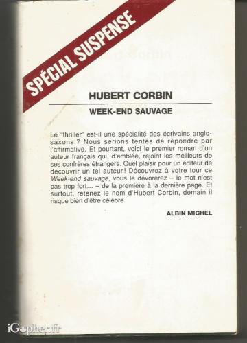 Livre : Week end sauvage (Hubert Corbin)